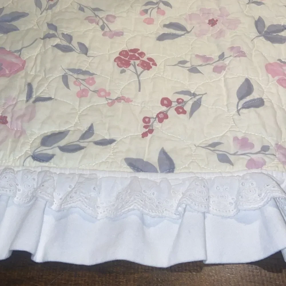 Wendy Bellissimo Floral Quilted Crib Blanket with Ruffle Edges